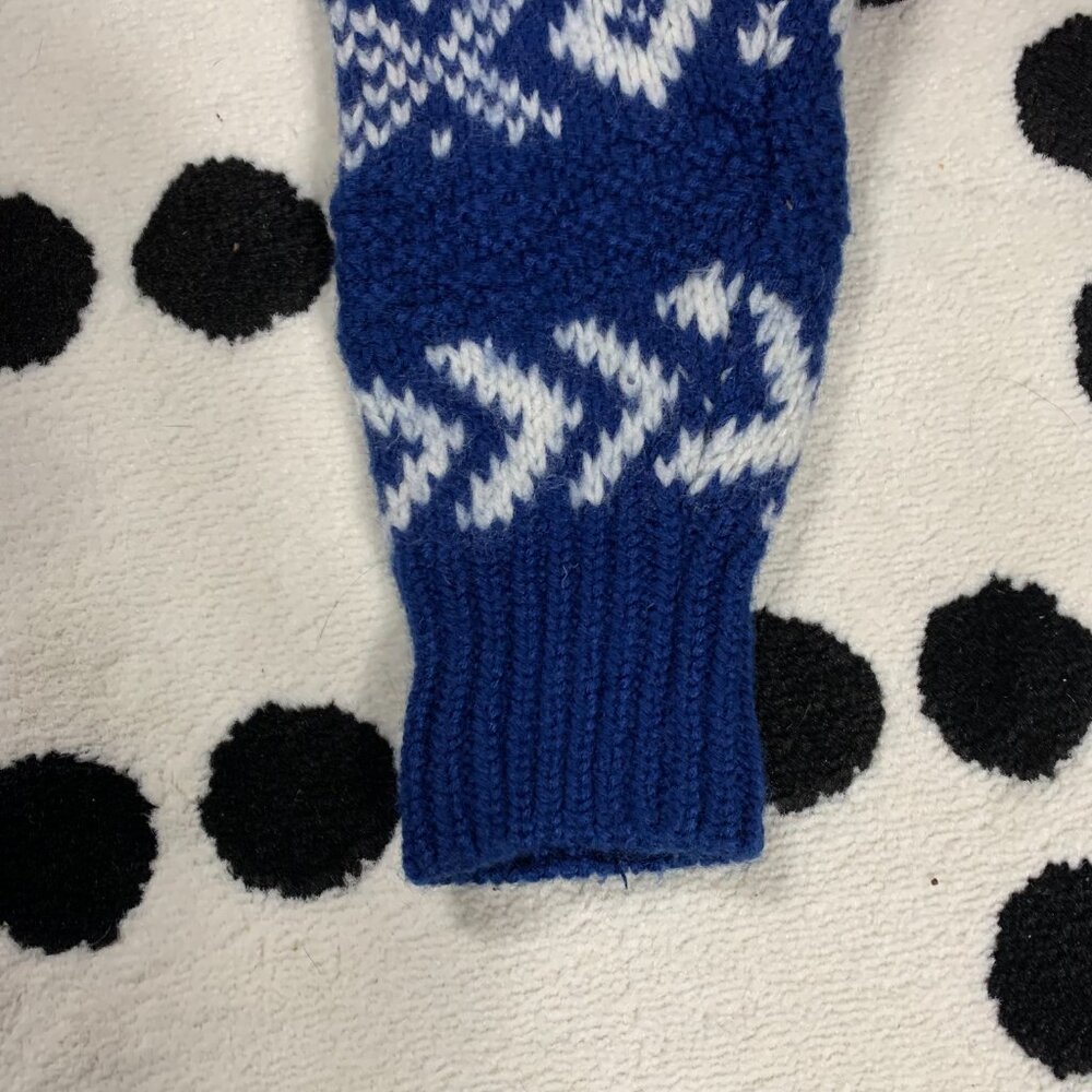 Gap Vintage 90s Fair Isle Nordic Sweater Small Blue Wool Heavyweight Chunky Knit - Picture 6 of 12